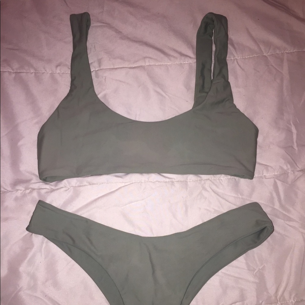 green bathing suit